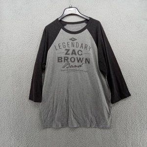 Zac Brown Band Shirt Mens XL Dark Gray Baseball Tee‎ Music Concert Raglan